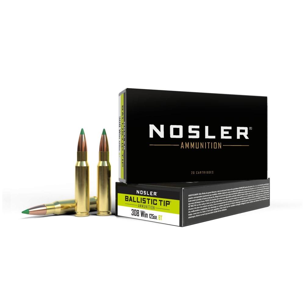 Nosler Bullets Inc. Nosler Ballistic Tip Hunting Rifle Ammunition 308 Win 125gr PT 3100 fps 20/ct