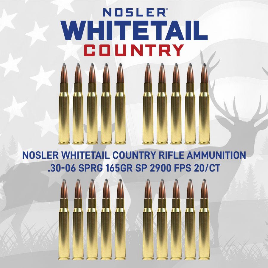 Nosler Whitetail Country Rifle Ammunition .30-06 Sprg 165gr SP 2900 fps 20/ct Nosler Whitetail Country Rifle Ammunition .30-06 Sprg 165gr SP 2900 fps 20/ct