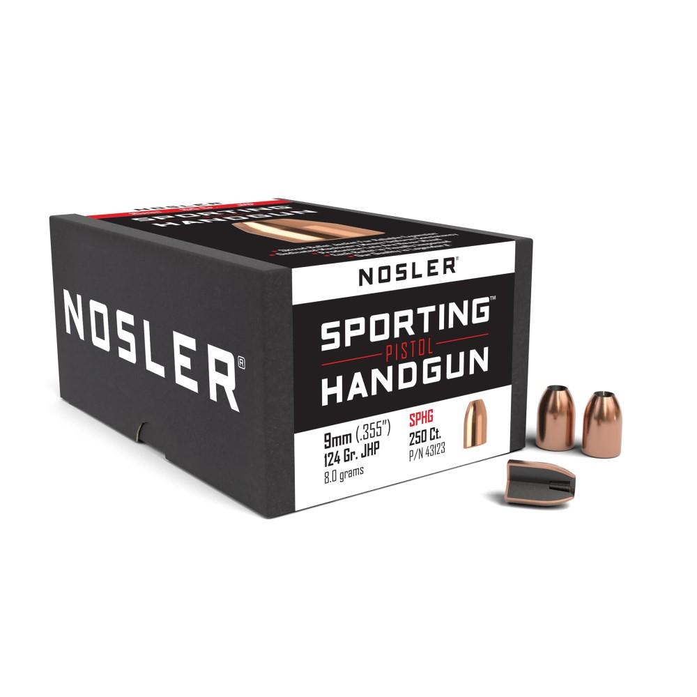Nosler Bullets Inc. Nosler Sporting Handgun Pistol Bullets 9mm .355" 124 gr JHP 250/ct