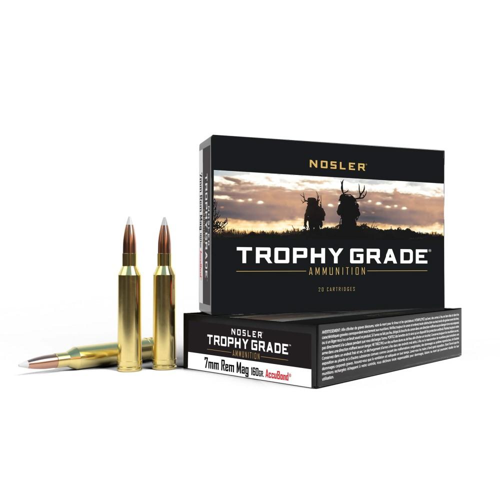 Nosler Bullets Inc. Nosler Trophy Grade Rifle Ammunition 7mm Rem Mag 160 gr AB 2925 fps 20/ct