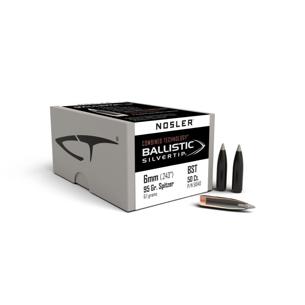 Nosler Bullets Inc. Nosler Ballistic SilverTip Hunting Rifle Bullets 6mm .243" 95 gr SBT-BSTIP 50/ct