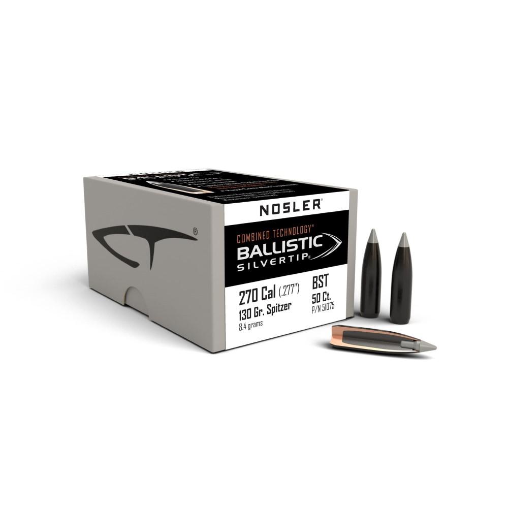Nosler Bullets Inc. Nosler Ballistic SilverTip Hunting Rifle Bullets .270 cal .277" 130 gr SBT-BSTIP 50/ct