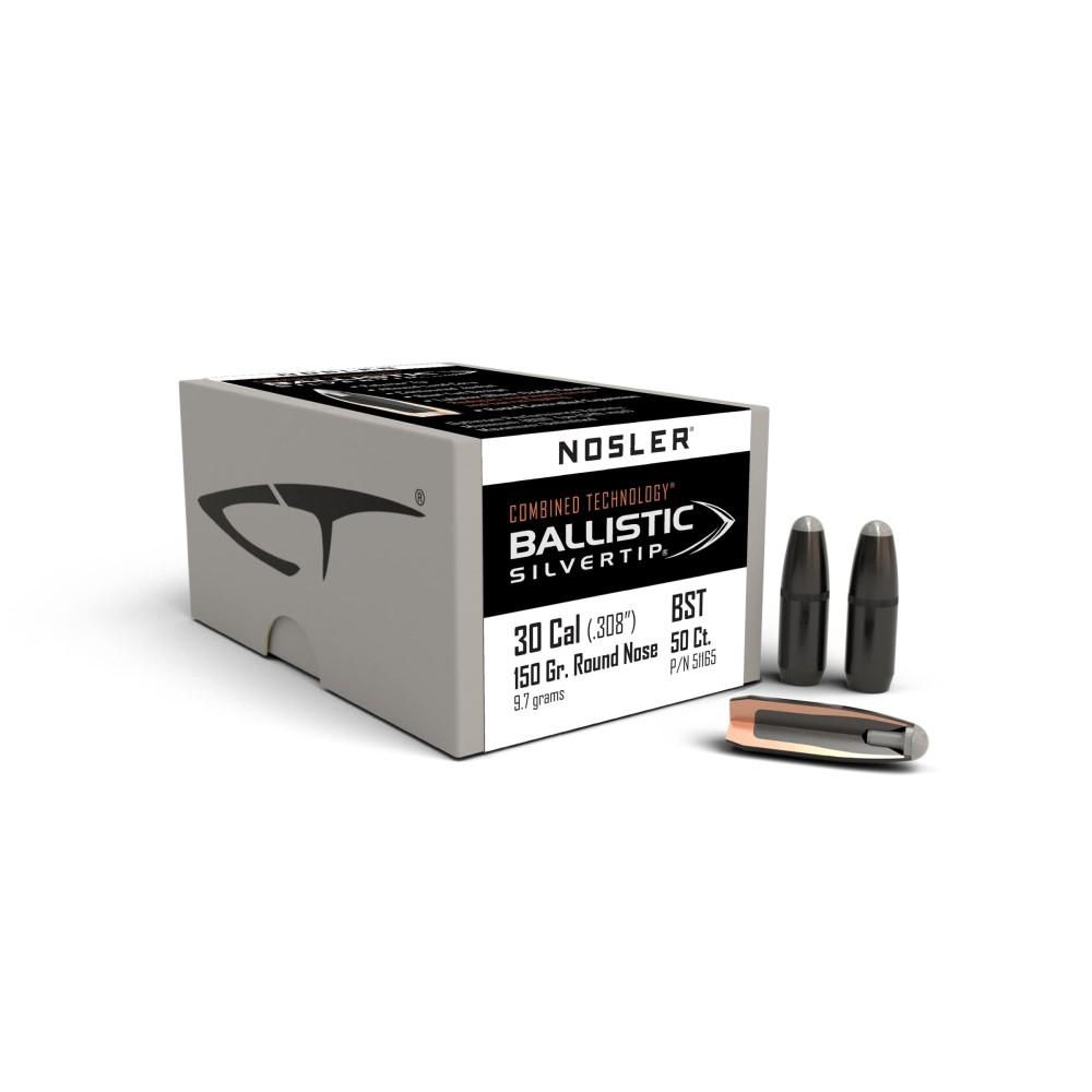 Nosler Bullets Inc. Nosler Ballistic SilverTip Hunting Rifle Bullets .30 cal .308" 150 gr RN-SBT-BSTIP 50/ct