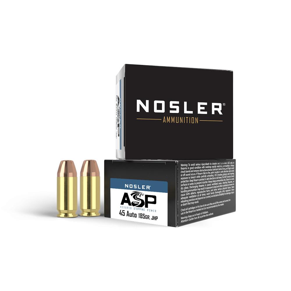 Nosler Bullets Inc. Nosler ASP Handgun Ammunition .45 ACP 185 gr JHP 980 fps 20/ct