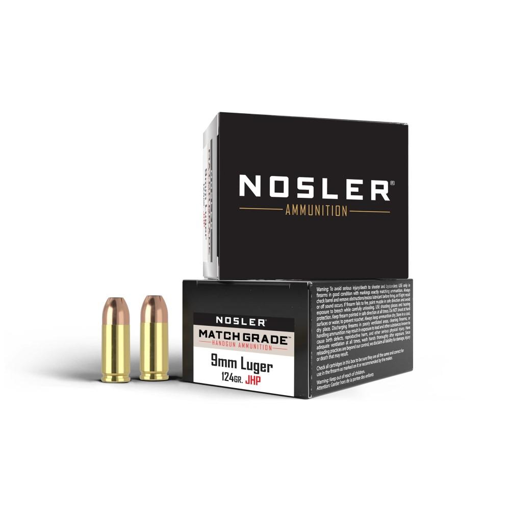 Nosler Bullets Inc. Nosler ASP Handgun Ammo 9mm Luger 124 gr JHP 1150 fps 20/ct