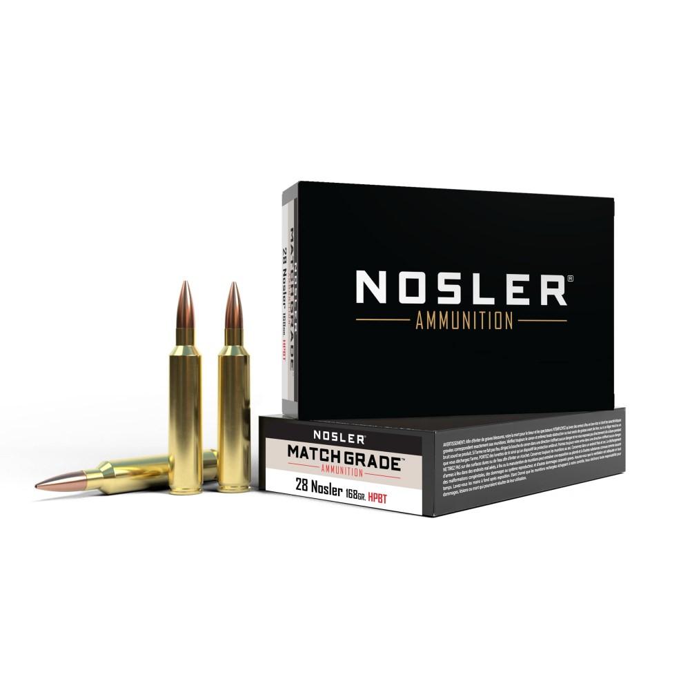 Nosler Bullets Inc. Nosler Match Grade Rifle Ammunition 28 NOS 168 gr HPBT 3075 fps 20/ct