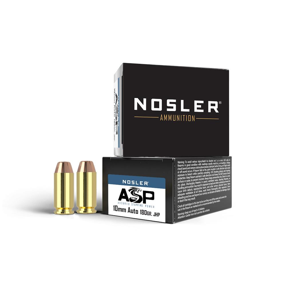 Nosler Bullets Inc. Nosler ASP Handgun Ammunition 10mm Auto 180gr JHP 1150 fps 20/ct