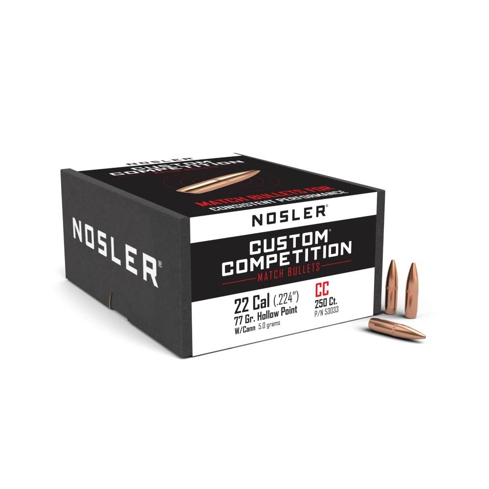 Nosler Bullets Inc. Nosler Custom Competition Rifle Bullets .22 cal .224" 77 gr HPBT w CANN 250/ct