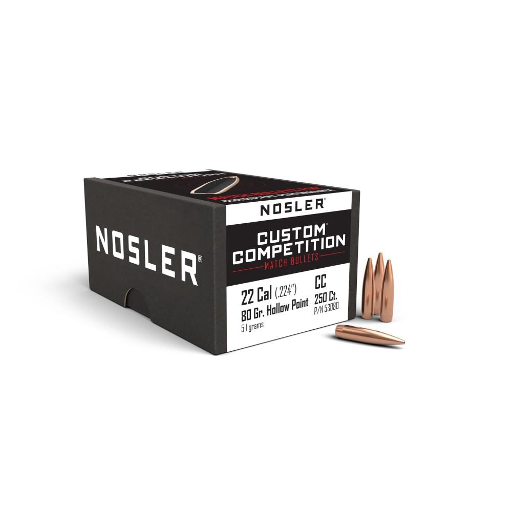Nosler Bullets Inc. Nosler Custom Competition Rifle Bullets .22 cal .224" 80 gr HPBT 250/ct
