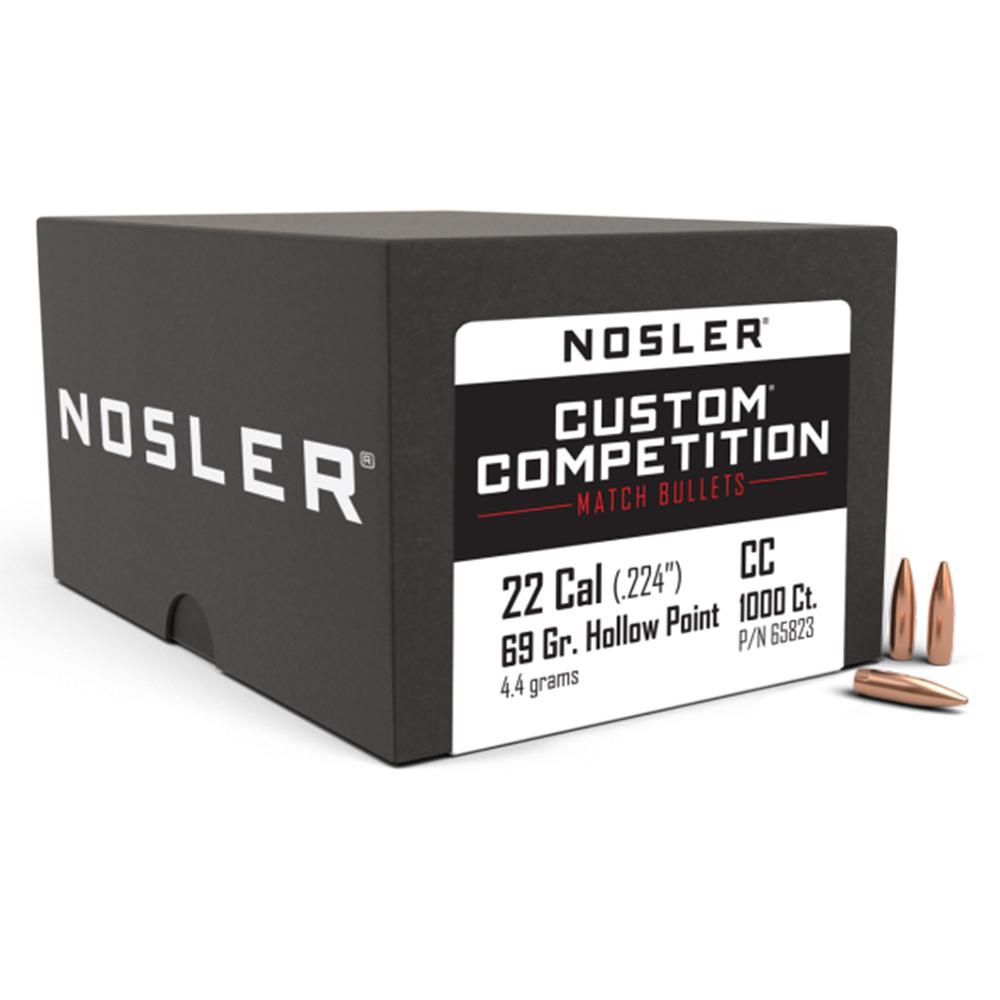 Nosler Bullets Inc. Nosler Custom Competition Bullets .22 cal .224" 69 gr HPBT 1000/ct