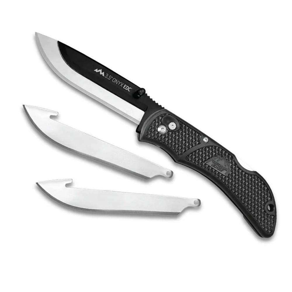 Outdoor Edge Outdoor 3.5' Razor Onyx Knife Black 3 Stainless Drop Point Blades