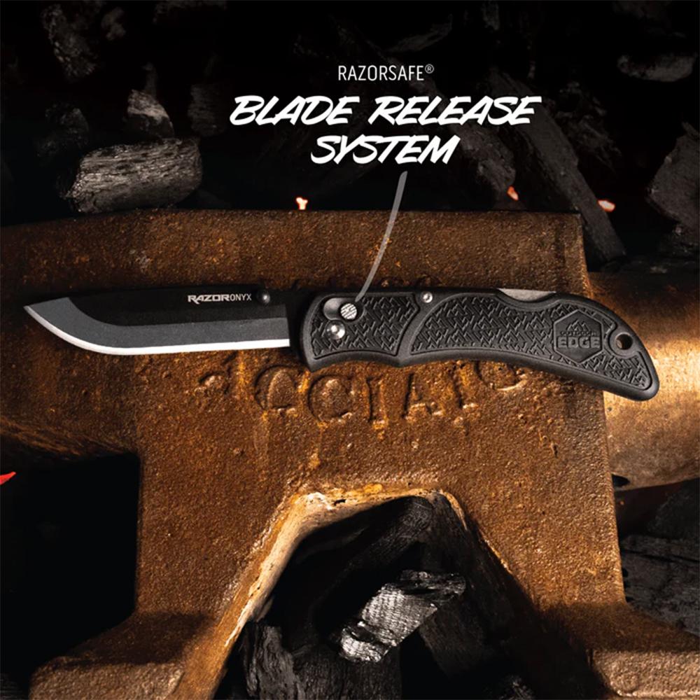 Outdoor 3.5' Razor Onyx Knife Black 3 Stainless Drop Point Blades Outdoor 3.5' Razor Onyx Knife Black 3 Stainless Drop Point Blades
