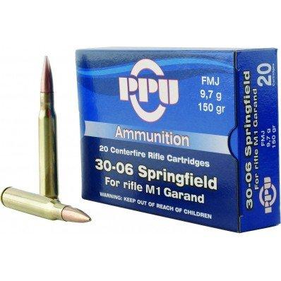 TRZ Trading Inc. PPU Rifle Ammunition .30-06 Sprg 150 gr FMJ 1990 fps 20/ct