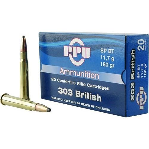 TRZ Trading Inc. PPU Rifle Ammunition .303 British 180 gr SPBT 2460 fps 20/ct