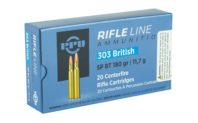 PPU Rifle Ammunition .303 British 180 gr SPBT 2460 fps 20/ct PPU Rifle Ammunition .303 British 180 gr SPBT 2460 fps 20/ct