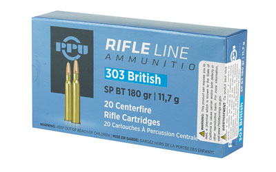 PPU Rifle Ammunition .303 British 180 gr SPBT 2460 fps 20/ct PPU Rifle Ammunition .303 British 180 gr SPBT 2460 fps 20/ct