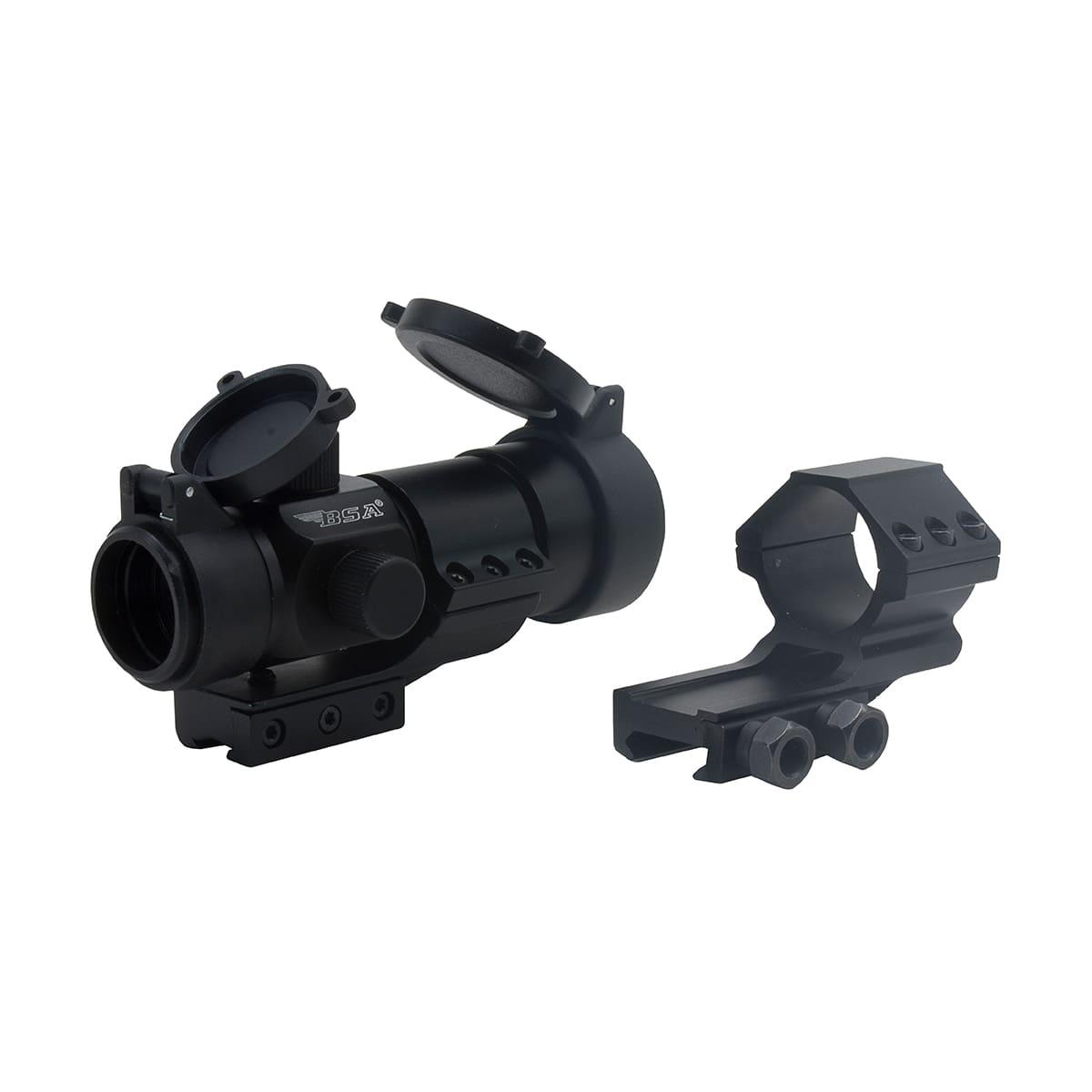 BSA 30mm Red Dot with Dovetail and Weaver mounts trapped blister