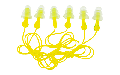 3M/Peltor Peltor Sport Tri-Flange Corded Reusable Earplugs Neon Yellow 3 pair/Pack