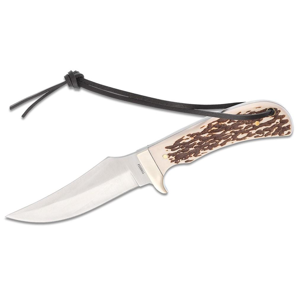 Battenfeld Knives Schrade Uncle Henry Staglon Fixed Knife 4-1/4" Clip Point Blade with Leather Sheath
