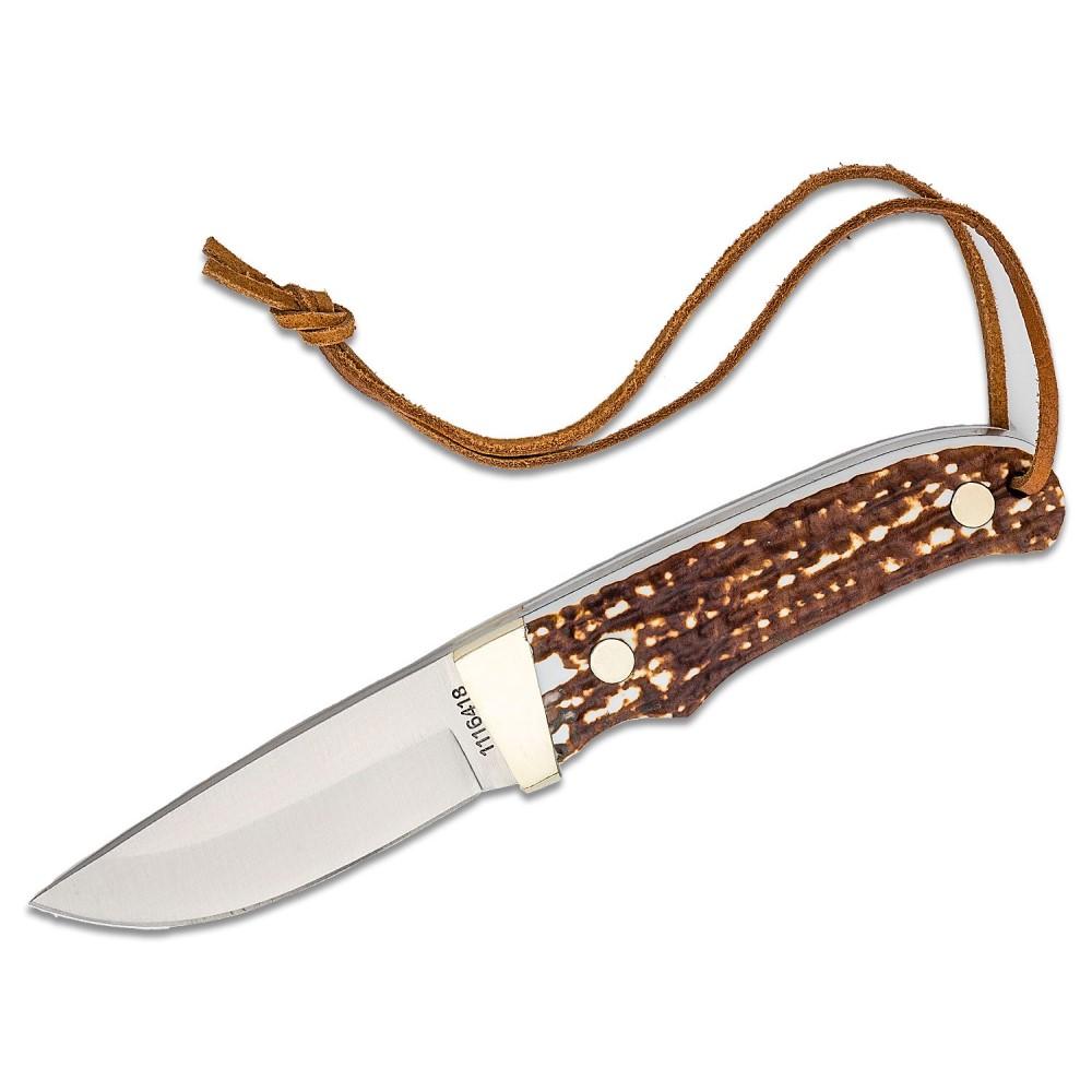 Battenfeld Knives Schrade Uncle Henry Next Gen PH1N Stagalon Fixed Knife 3-3/5" Trailing Point Blade Brown