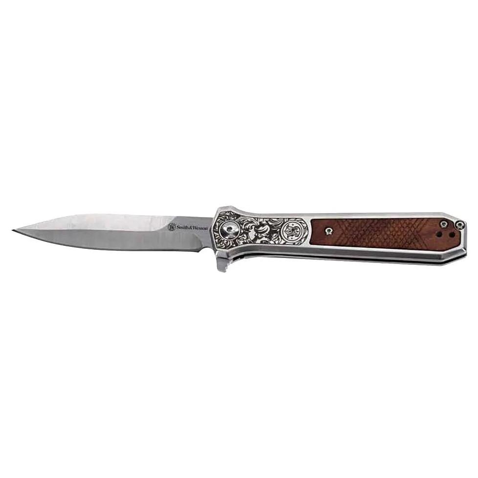 Battenfeld Knives Smith & Wesson KT Unwavered Spring Assist Folding Knife 3-1/5" Dagger Blade Silver