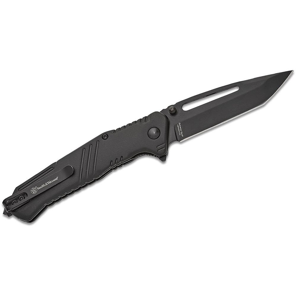 Battenfeld Knives Smith & Wesson Extreme Ops Folding Knife 3-1/2" Tanto Blade Black with Glass Breaker