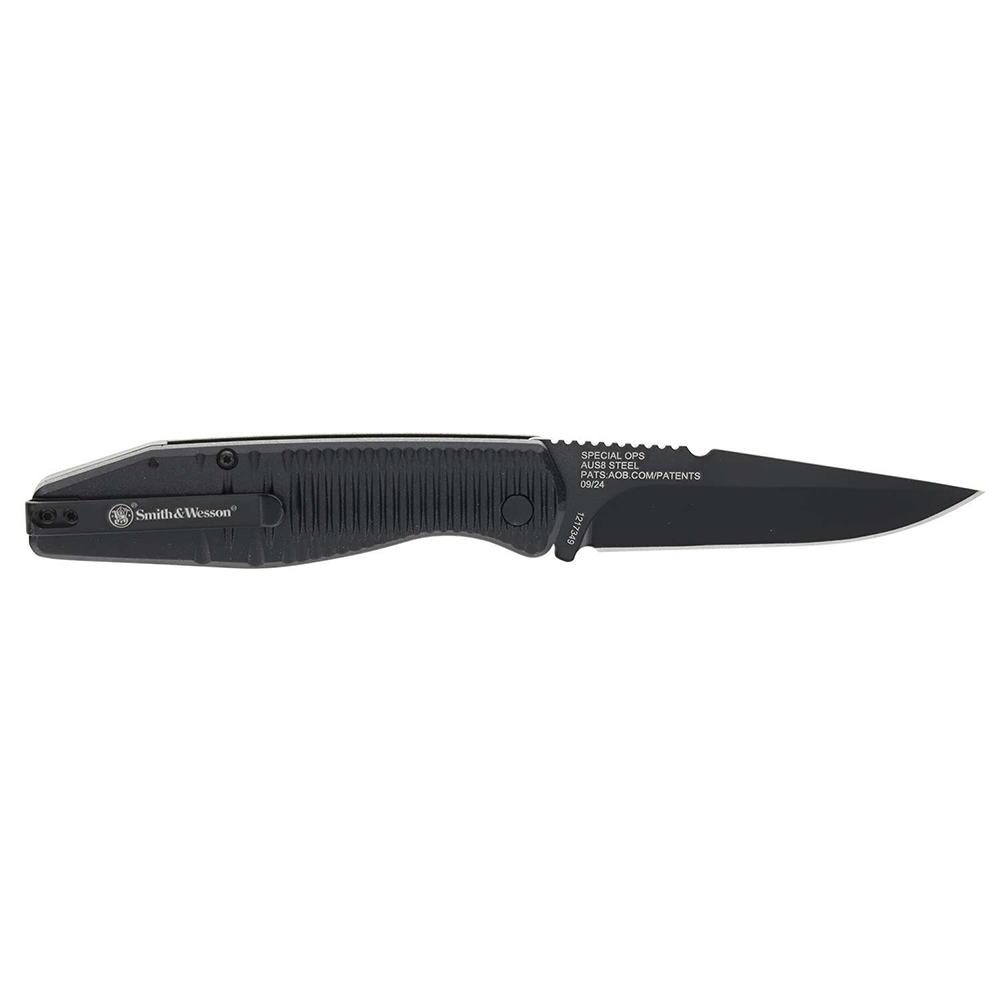 Battenfeld Knives Smith & Wesson Special Ops Auto Full Size Folding Knife 3-2/5" Drop Point Blade Black