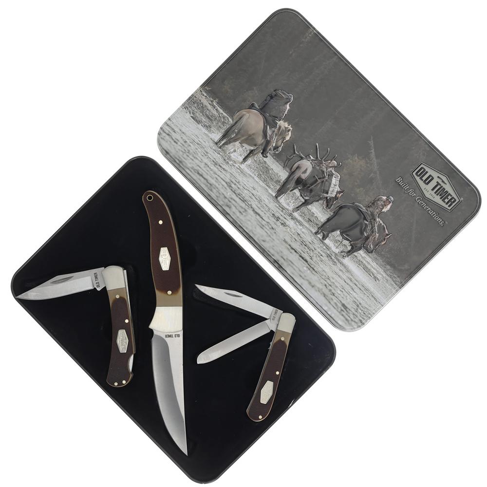 Battenfeld Knives Old Timer Knife Combo Tin Fixed and Folding Knives