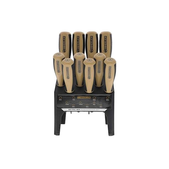 AOB WHEELER 10 Piece Metric Hex Benchtop Screwdriver Set