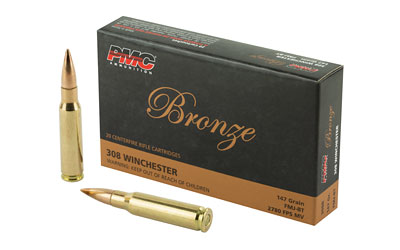 PMC Ammunition PMC Bronze Rifle Ammunition .308 Win 147 gr FMJBT 2780 fps 20/ct