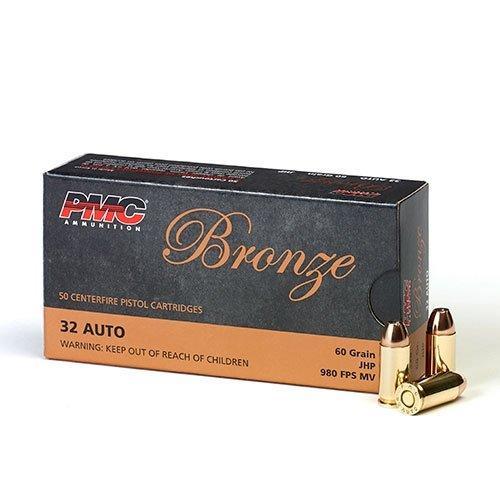 PMC Ammunition PMC Bronze Handgun Ammunition .32 ACP 60 gr JHP 980 fps 50/rd
