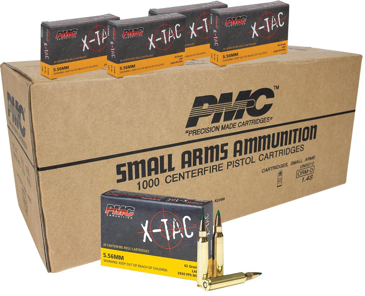 PMC Ammunition PMC X-Tac Green Tip Rifle Ammunition 5.56X45 NATO 62 gr FMJ 2920 fps 1000/ct Case