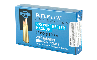 PPU Rifle Ammunition .300 Win Magnum 150 gr SP 3250 fps 20/ct PPU Rifle Ammunition .300 Win Magnum 150 gr SP 3250 fps 20/ct
