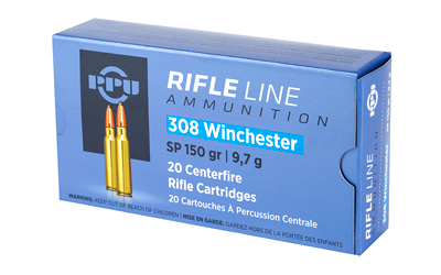 PPU Rifle Ammunition .308 Win 150 gr SP 2820 fps 20/ct PPU Rifle Ammunition .308 Win 150 gr SP 2820 fps 20/ct