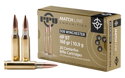 Prvi Partizan PPU Match Rifle Ammunition .308 Win Match 168 gr HPBT 2610 fps 20/ct