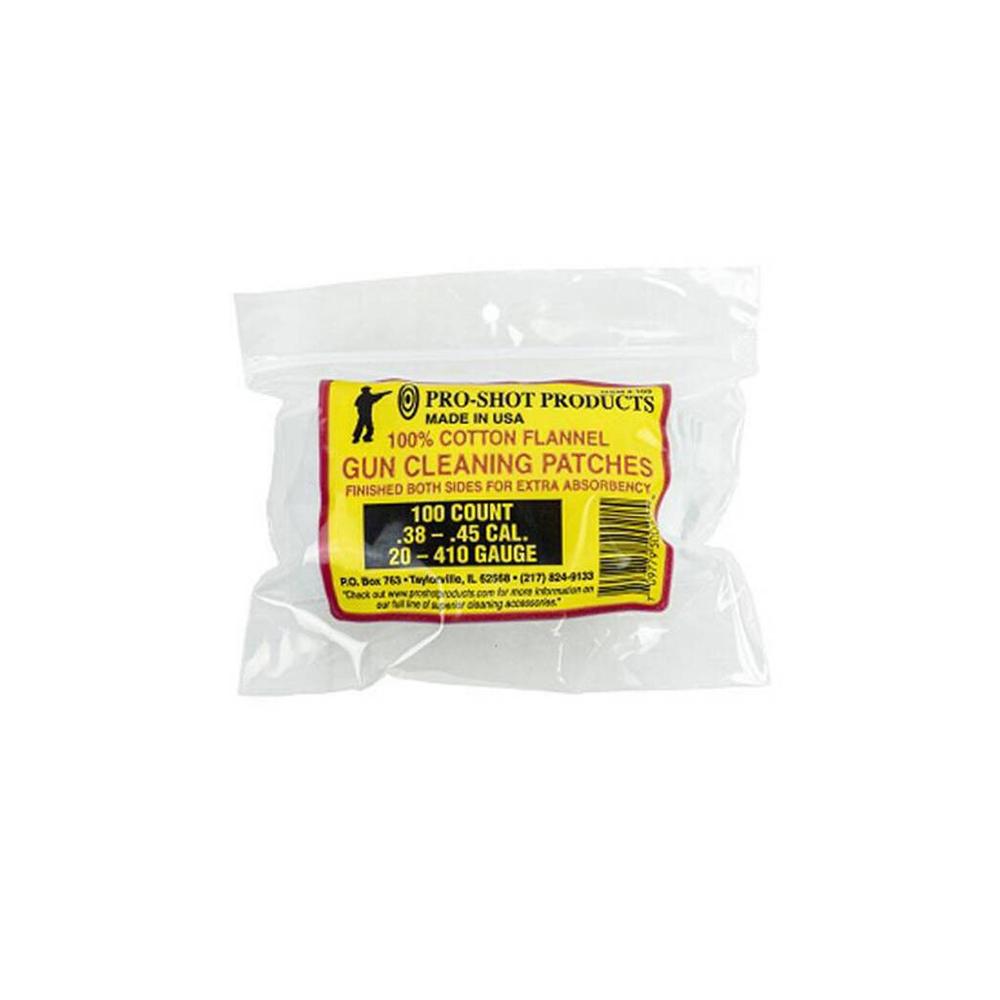 Pro-Shot Products Pro-Shot 100% Cotton Flannel Patches .38-.45 Cal 100/ct