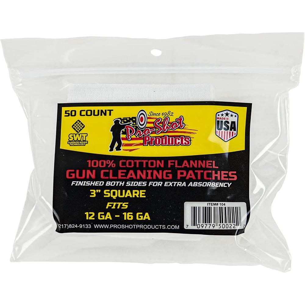 Pro-Shot Products Pro-Shot 100% Cotton Flannel Patches 12-16ga. 50/ct