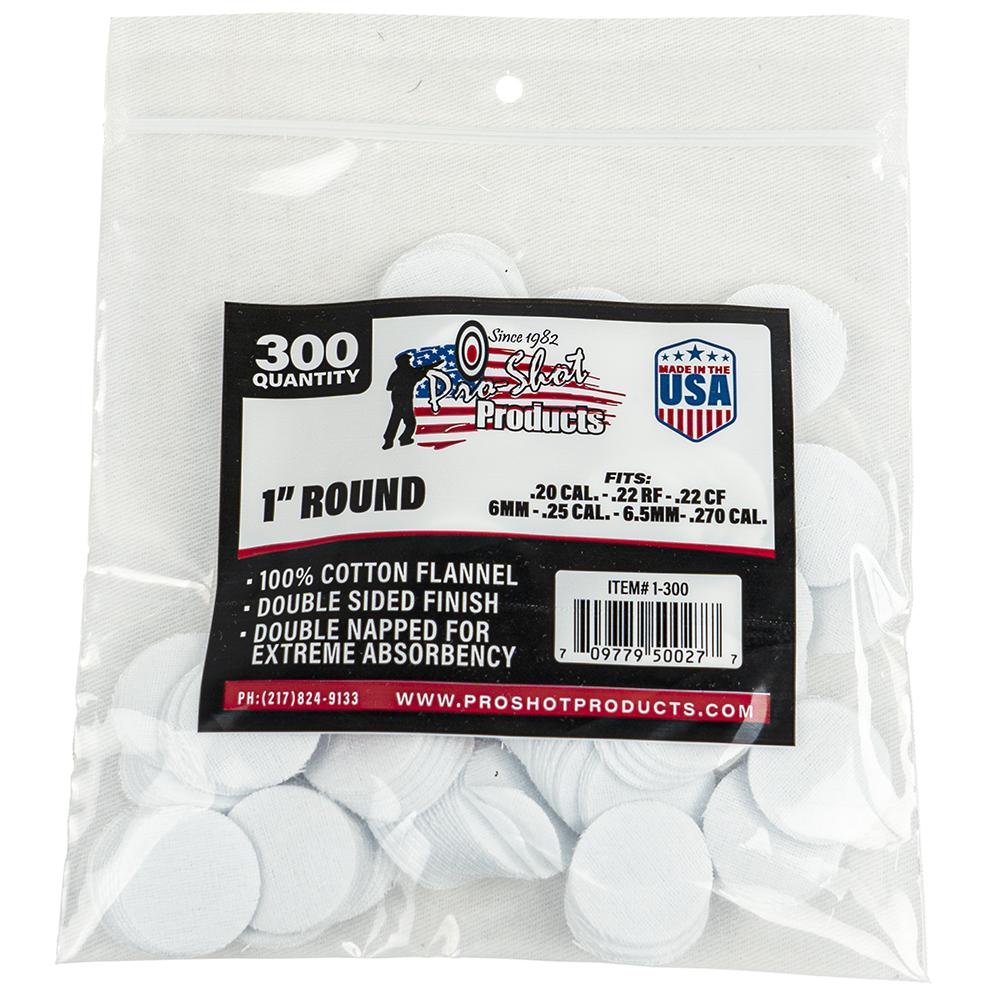 Pro-Shot Products Pro-Shot Cotton Cleaning Patch 22/270CAL 1" Rnd 300/CT