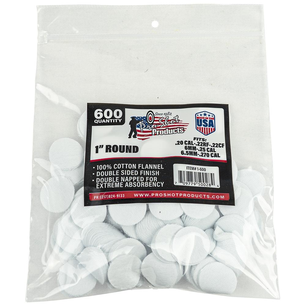 Pro-Shot Products Pro-Shot Cotton Cleaning Patch 22/270CAL 1" Rnd 600/CT