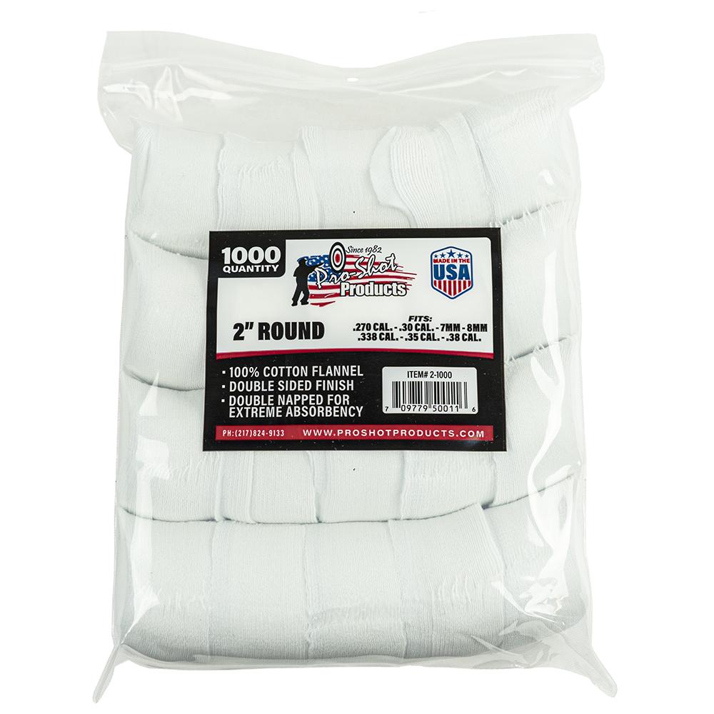 Pro-Shot Products Pro-Shot Cotton Cleaning Patch 2" Round .270 .38cal 1000/CT