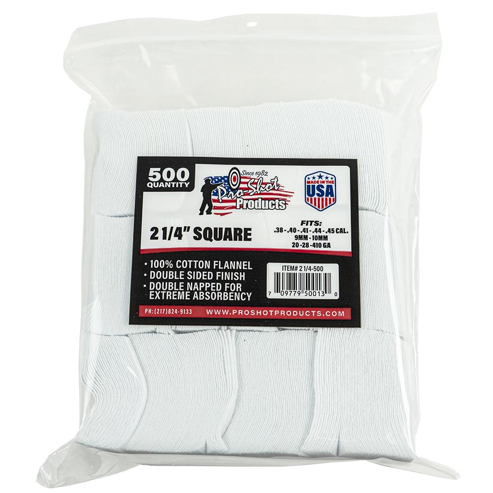 Pro-Shot Products Pro-Shot Cotton Cleaning Patch 2-1/4" Square .38 .45cal 500/Pack