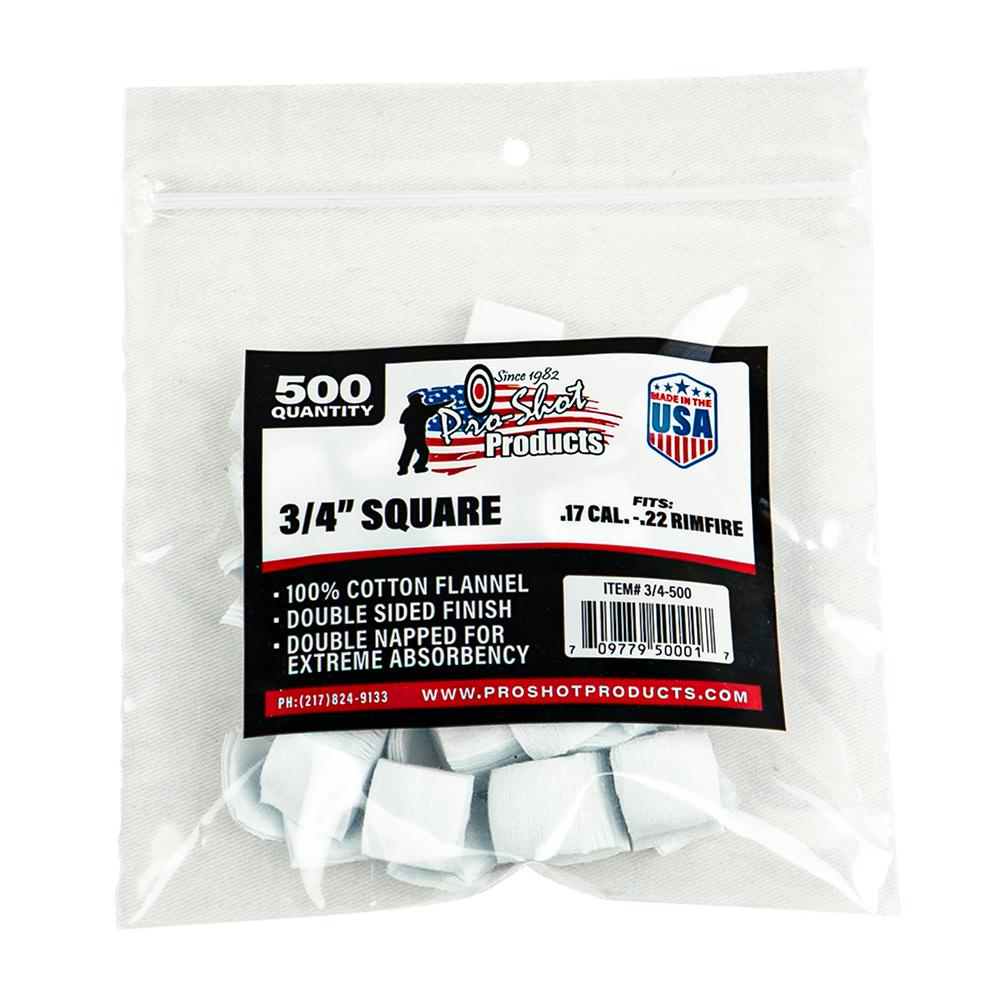 Pro-Shot Products Pro-Shot Cotton Cleaning Patch 3/4" Square .17cal.22cal 500/Pack