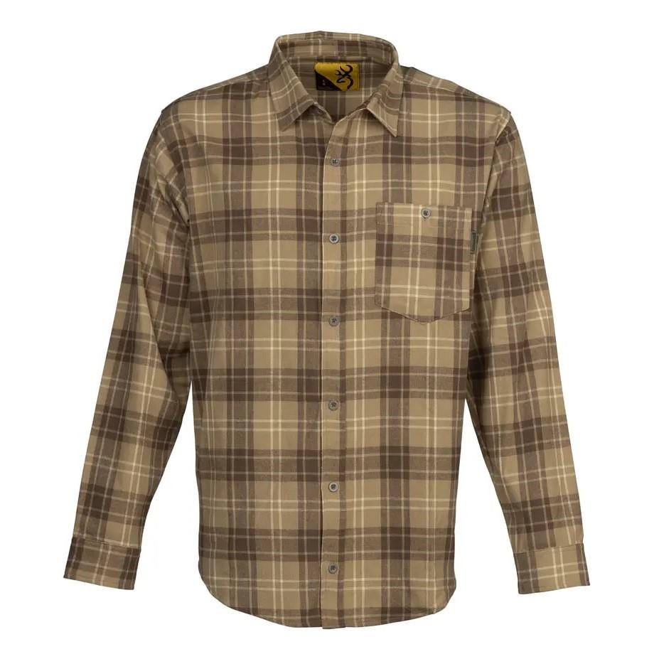 Browning Clothing Browning Upland Flannel Long Sleeve Shirt Tan S