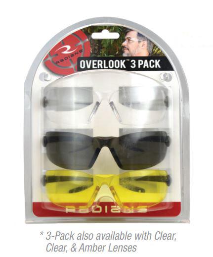 Radians Inc. Radians Overlook Shooting Glasses Combo Pack Black Clear Amber Lens 3/ct