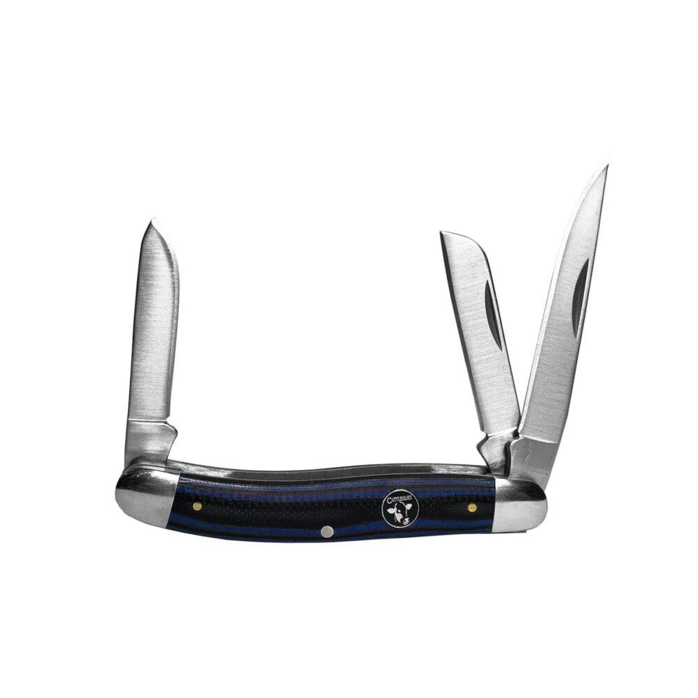 Rock Ridge Outdoors Cattleman Knife Cowhand Stockman - Blue - 3 Blade (2.5in / 3.5in)