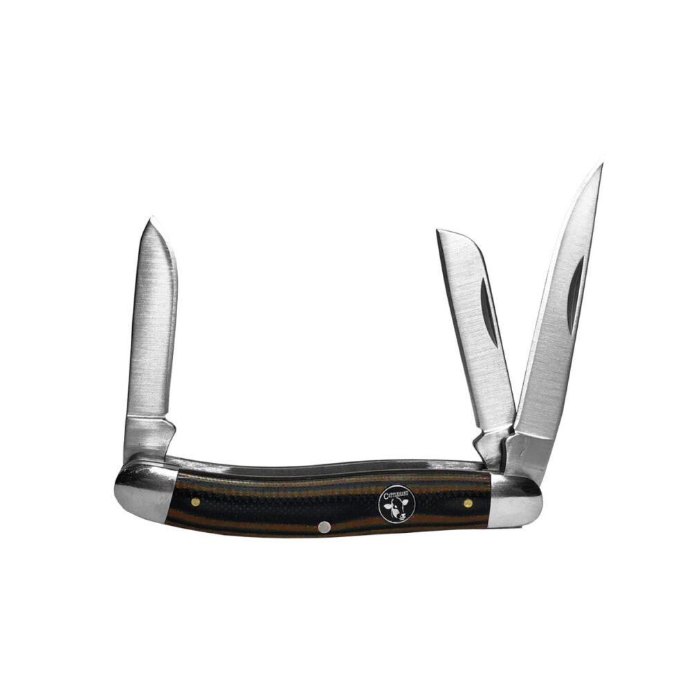Rock Ridge Outdoors Cattleman Knife Cowhand Stockman - Brown- 3 Blade (2.5in / 3.5in)