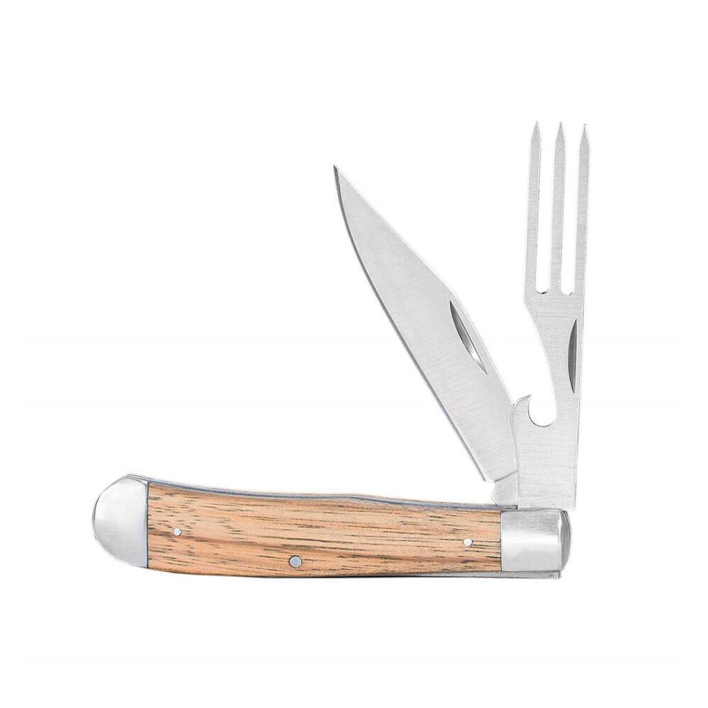 Rock Ridge Outdoors ABKT Cattleman Chuckwagon Trapper Knife 3-1/4" Blade with Fork Blade Zebrawood