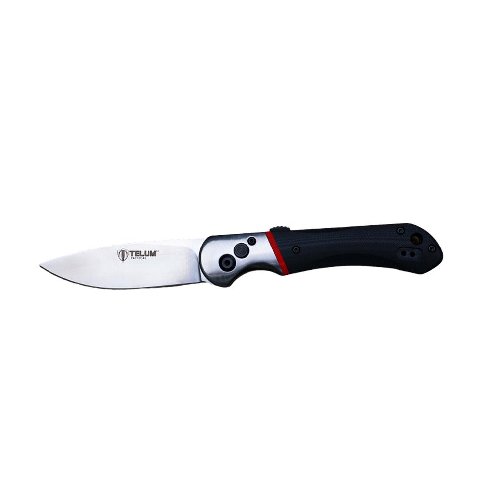 Rock Ridge Outdoors Telum Tremor Tactical Automatic Knife 3-1/2" Drop Point Blade Black