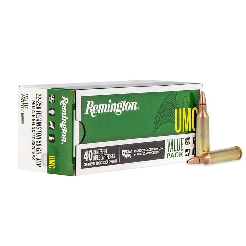 Remington Arms Co. Inc. Remington UMC Rifle Ammunition 22-250 Rem 50gr JHP 3820 fps 40/ct