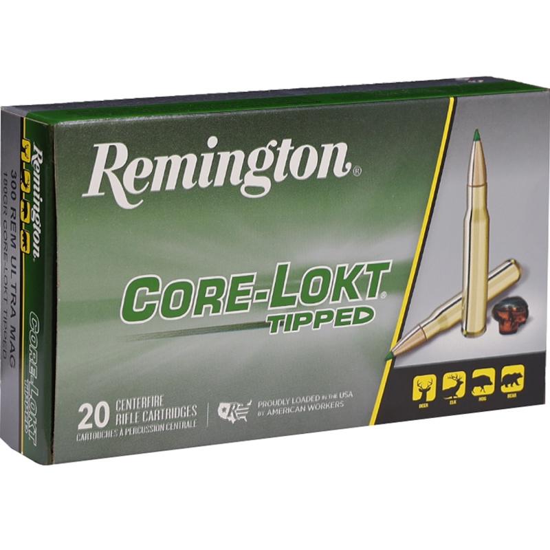 Remington Arms Co. Inc. Remington Core-Lokt Tipped Rifle Ammunition 300 Rem Ultra Mag 180gr PT 3150 fps 20/ct